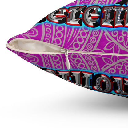 em cee squared - Spun Polyester Square Pillow - (pink swirl)