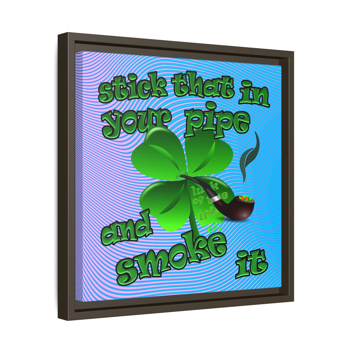 stick that in your pipe and smoke it - framed canvas art (light blue-purple wave)
