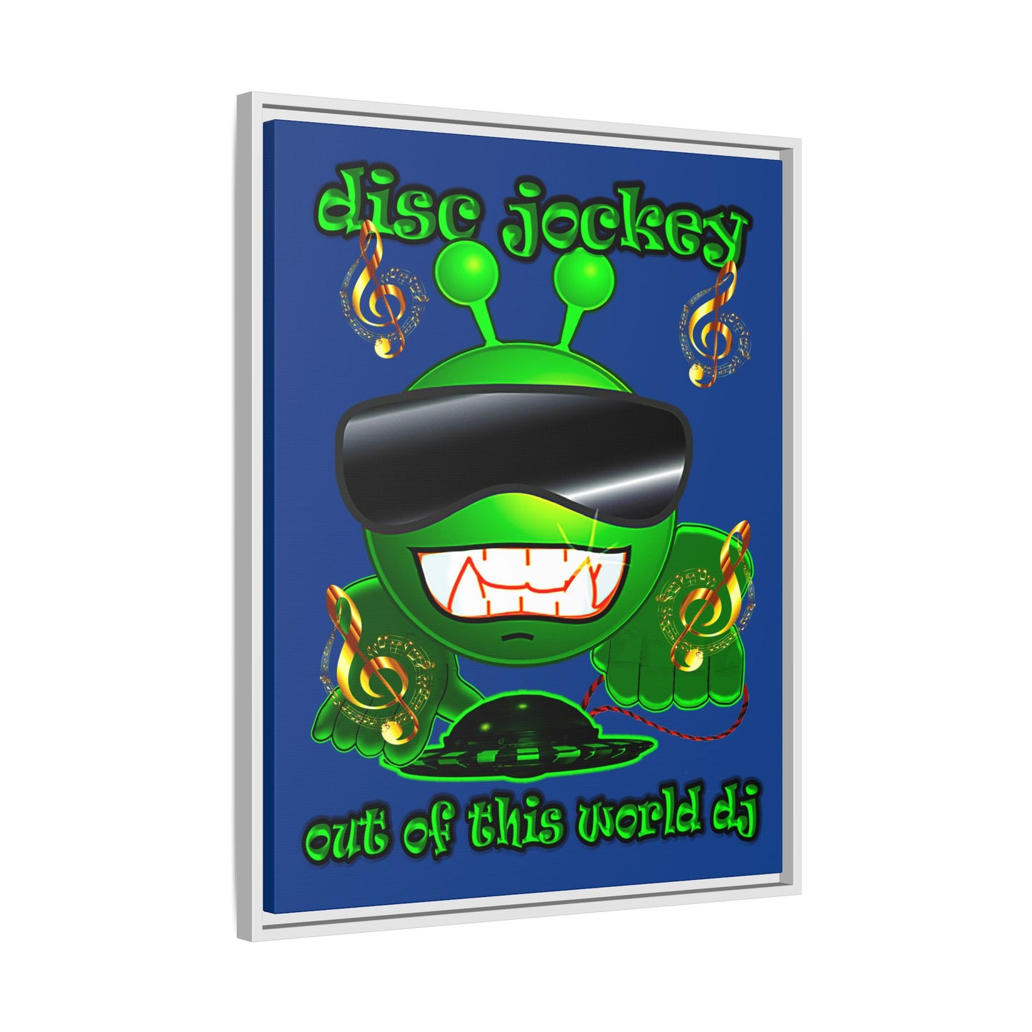 disc jockey - framed canvas art (dark blue)