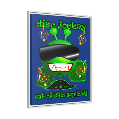 disc jockey - framed canvas art (dark blue)