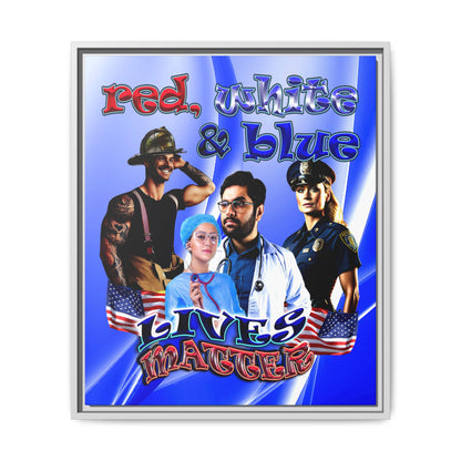 rw&b lives matter - framed canvas art (blue-white wave)