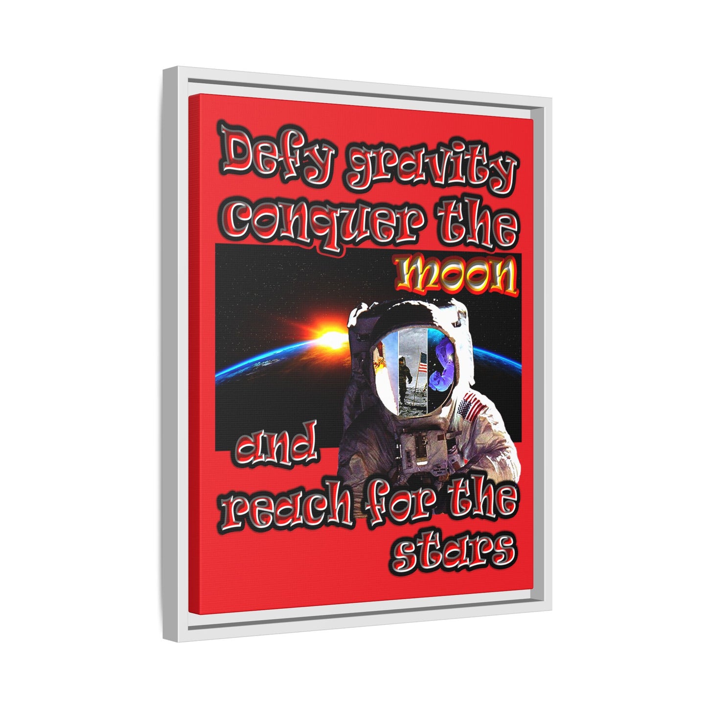 defy conquer reach - framed canvas art (red)