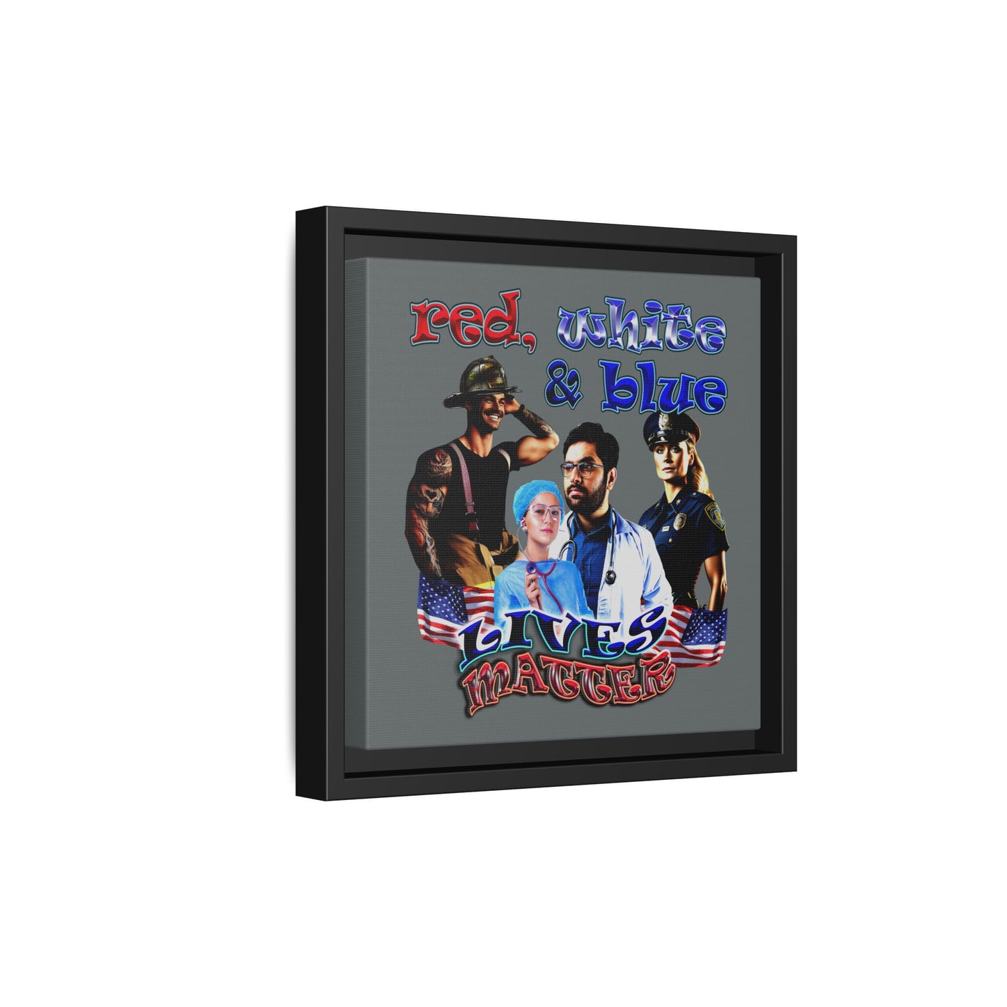 rw&b lives matter - framed canvas art (dark grey)