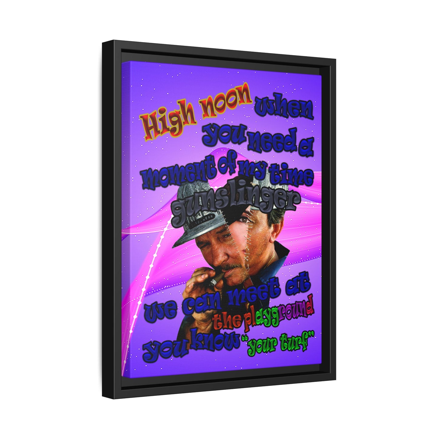 high noon - framed canvas art (purple-pink wave)