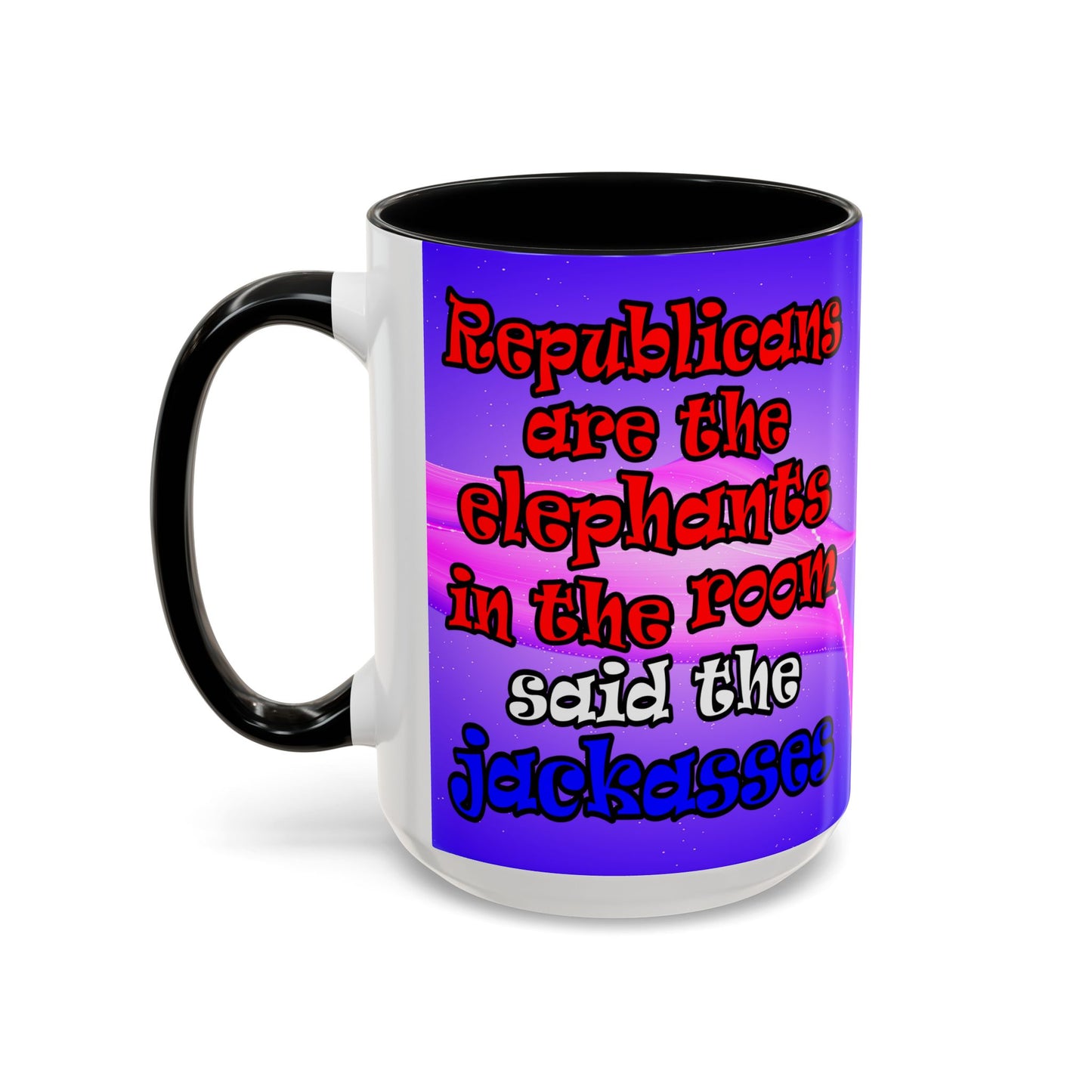 donkeys and elephants - Accent Mug (purple-pink wave)