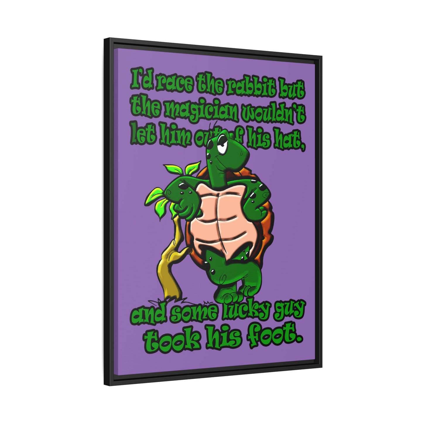 turtle race - framed canvas art (light purple)