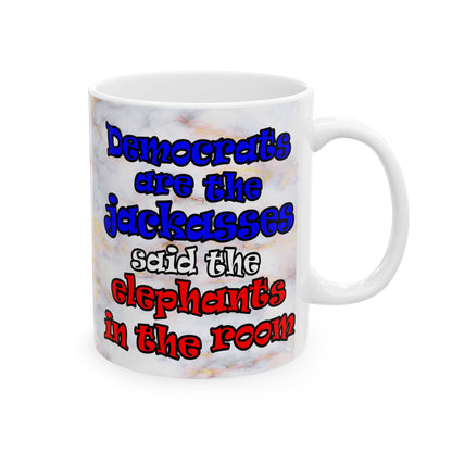 donkeys and elephants - White Mug (white marble)
