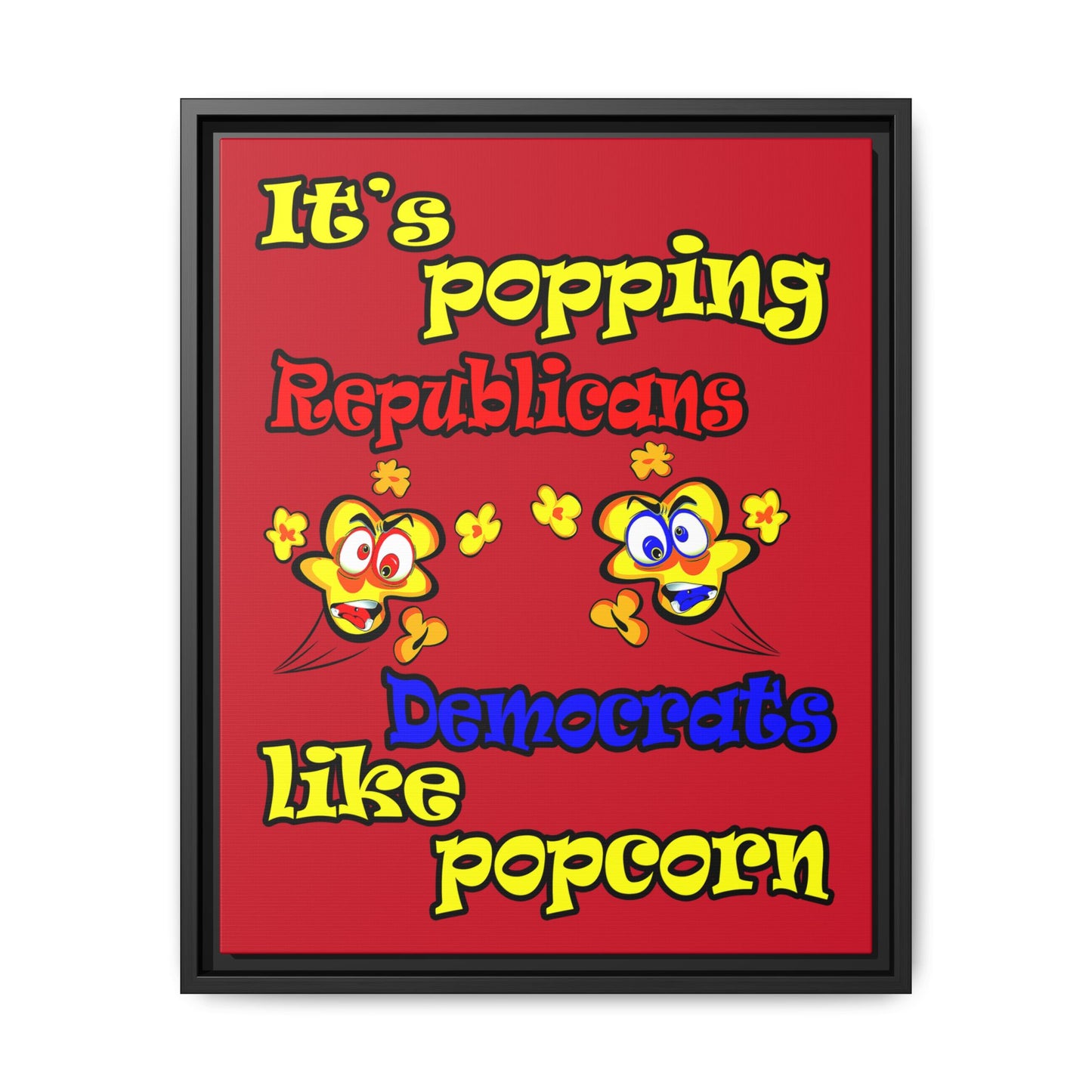 popping like popcorn - framed canvas art (dark red)