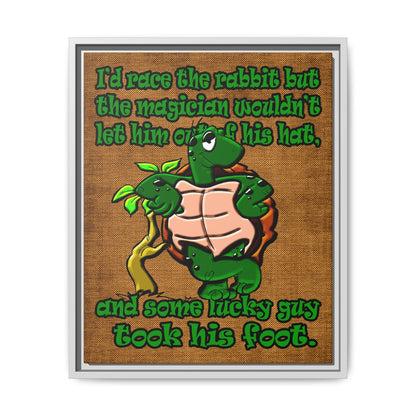 turtle race - framed canvas art (brown papyrus)