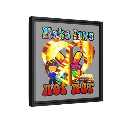 love peace - framed canvas art (grey)