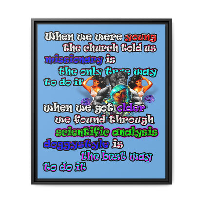 doggystyle - framed canvas art (light blue)