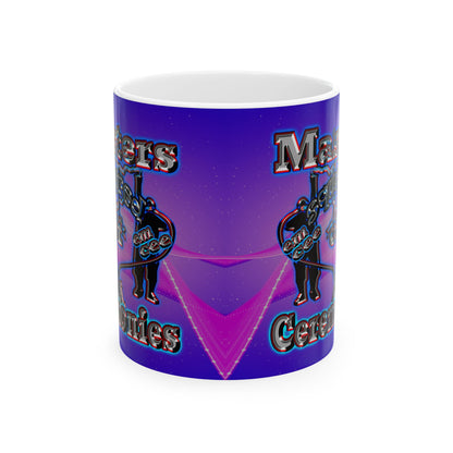 em cee squared - White Mug (purple-pink wave)