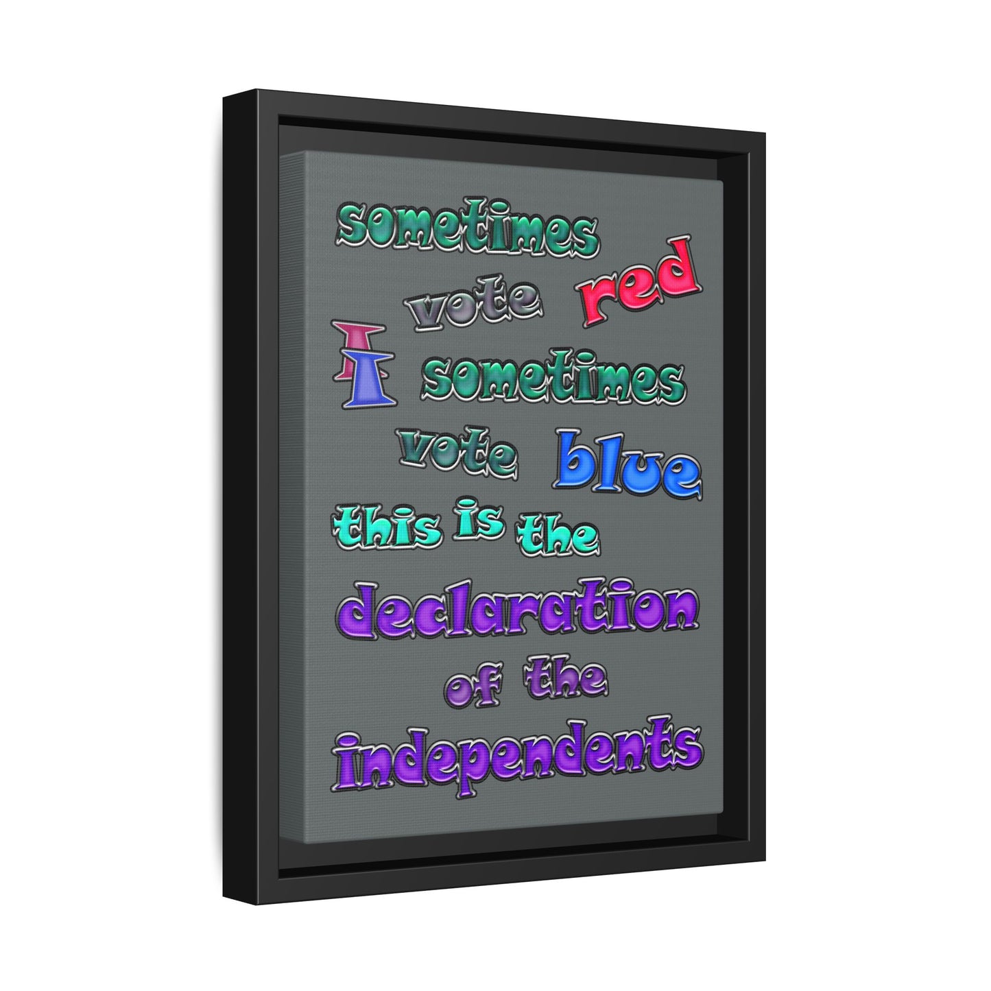 declaration of the independents - framed canvas art (dark grey)