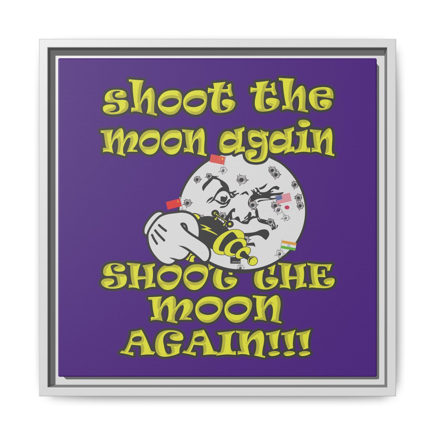 shoot the moon again - framed canvas art (purple)