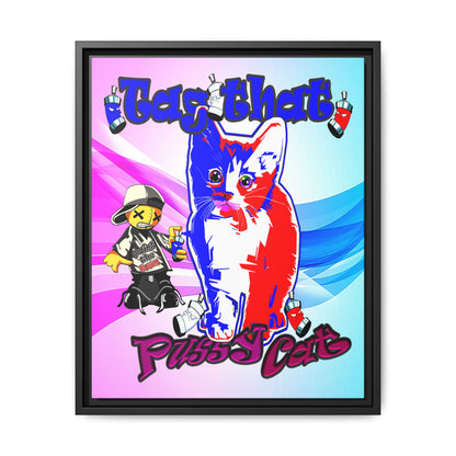 tag that - framed canvas art (light blue-pink wave)