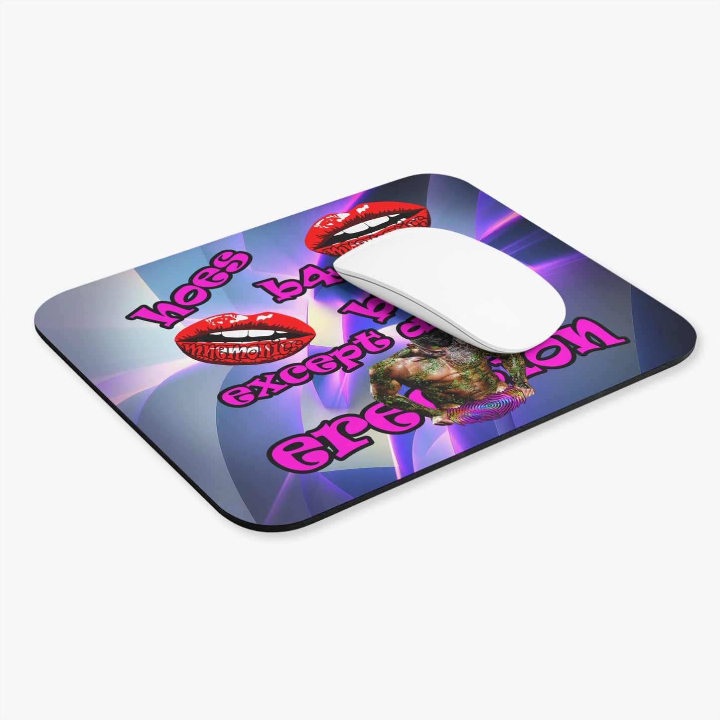 hoes b4 bros - Mouse Pad (Rectangle) (grey-pink wave)