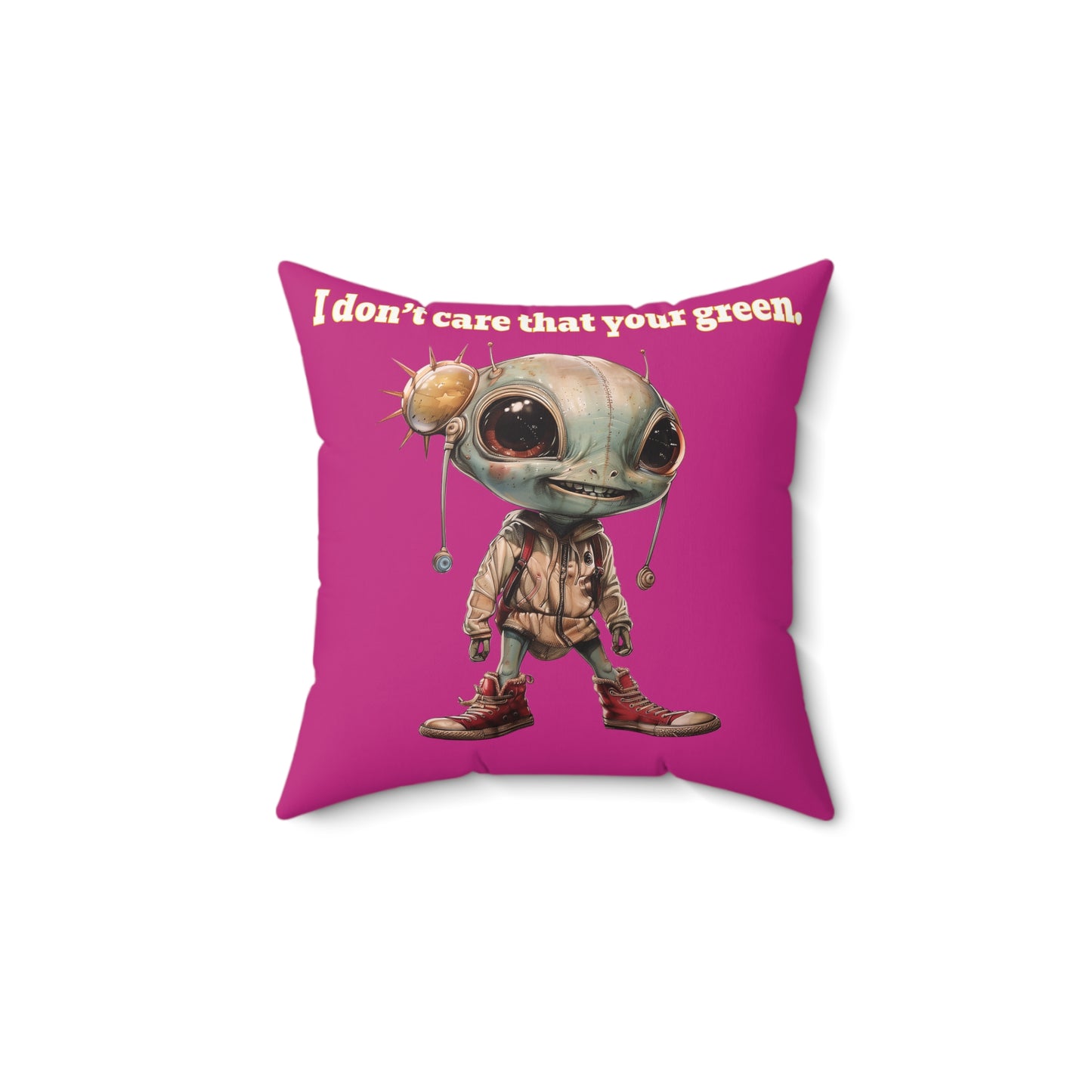 I don't care that your grey - Faux Suede Square Pillow - (pink)