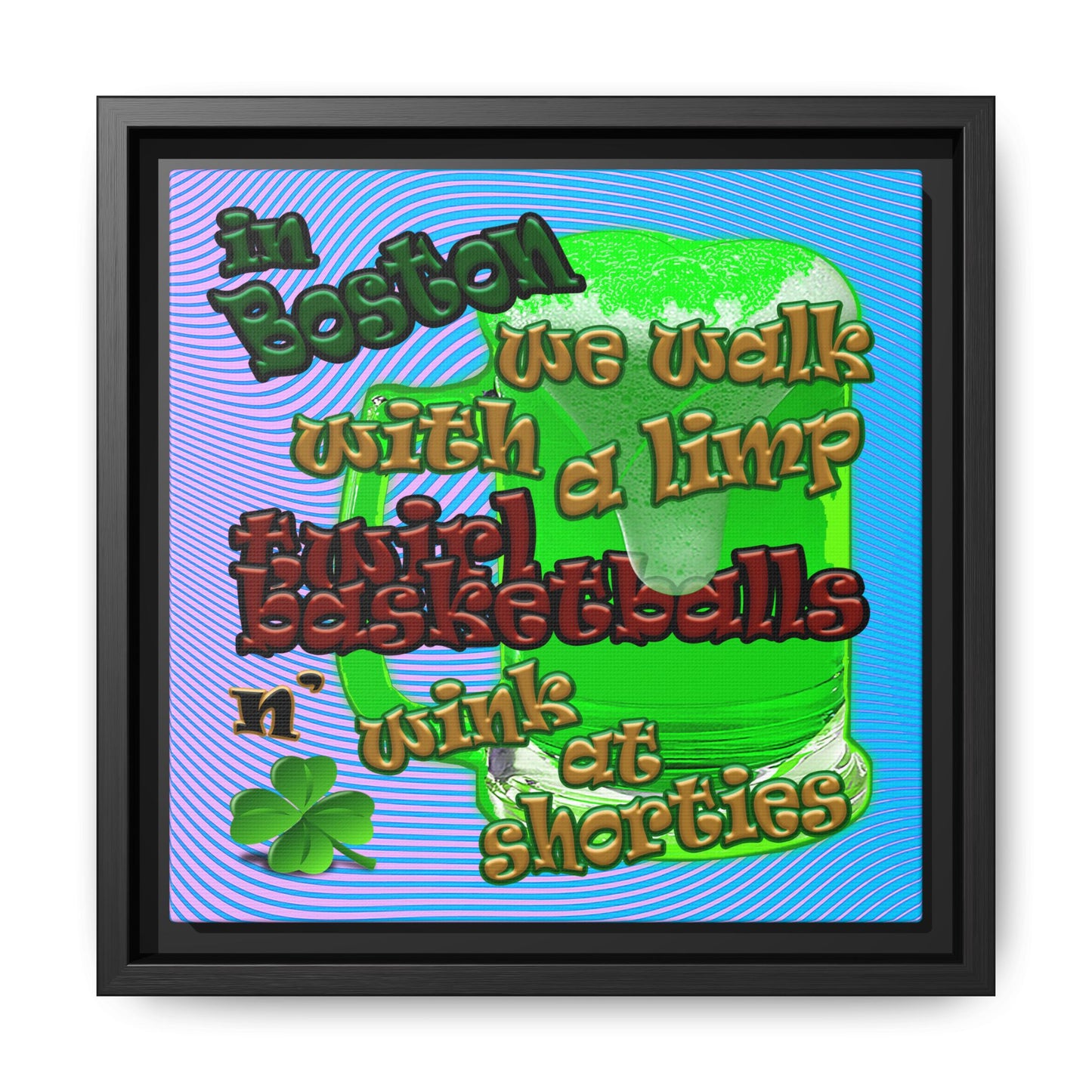 celtics logo - framed canvas art (light blue-purple wave)