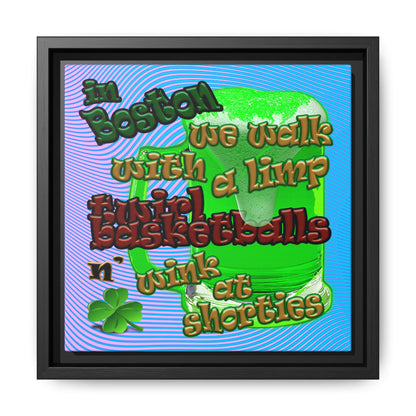 celtics logo - framed canvas art (light blue-purple wave)
