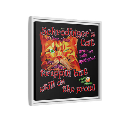 schrodinger's cat - framed canvas art (black)