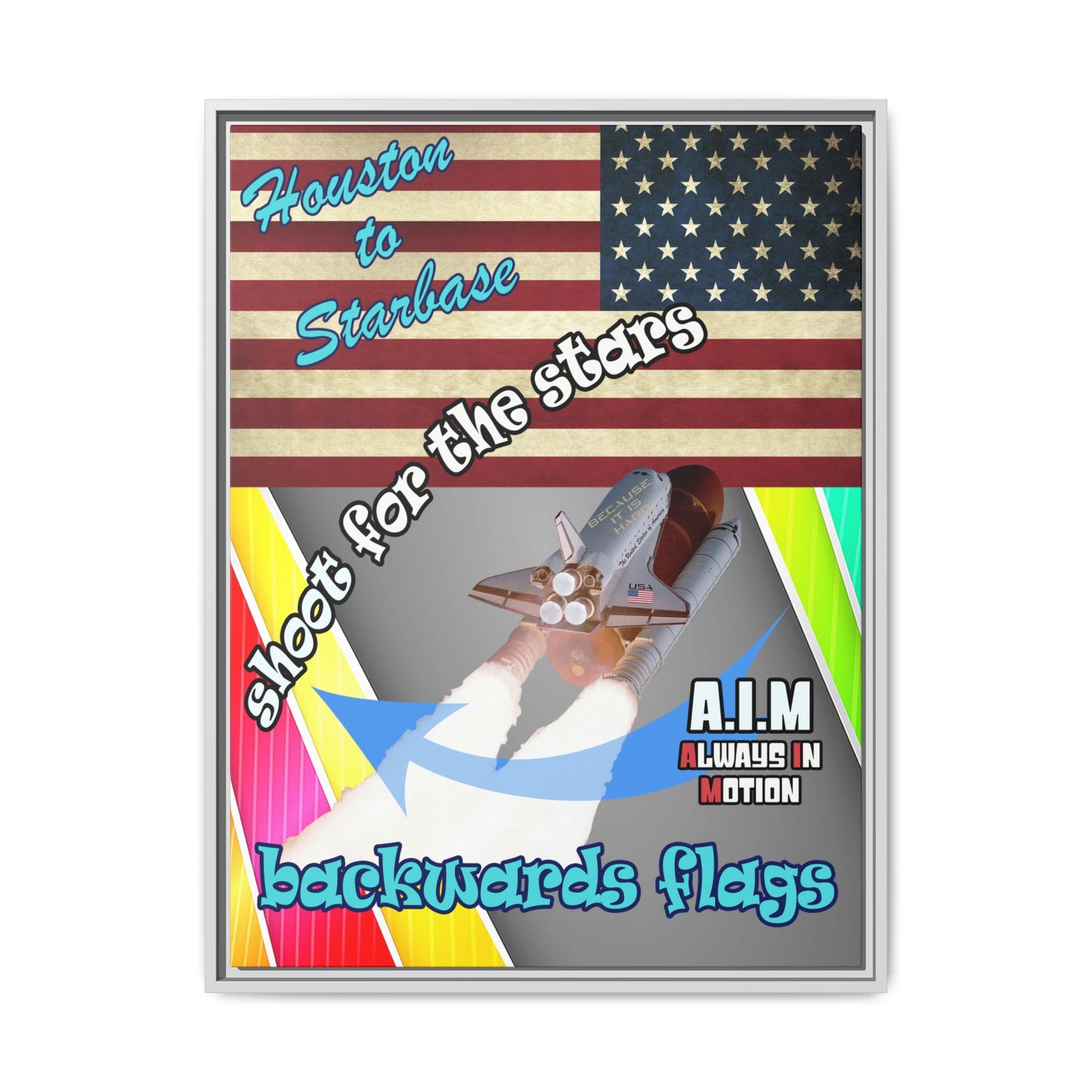 shoot for the stars - framed canvas art (rainbow split)