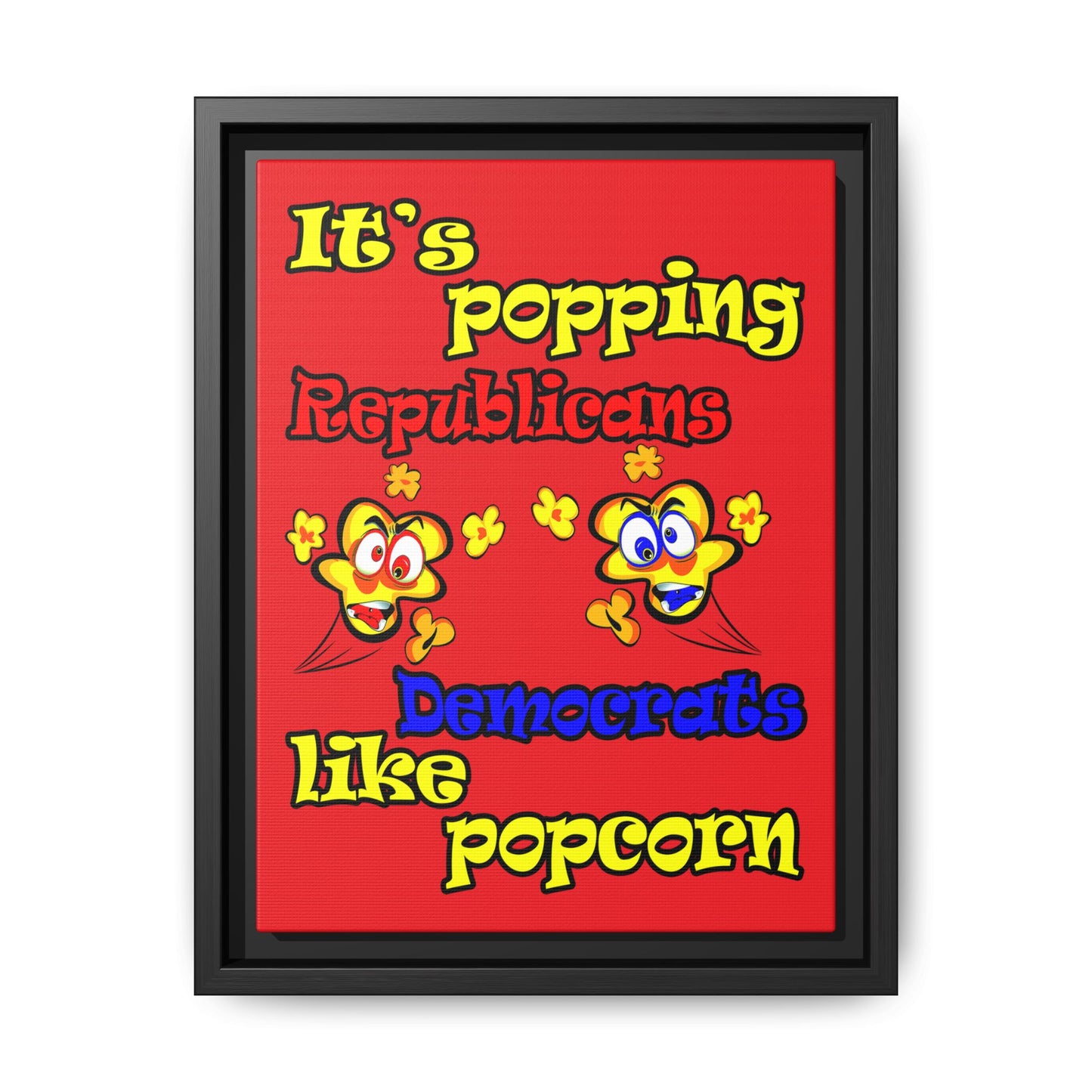 popping like popcorn - framed canvas art (red)