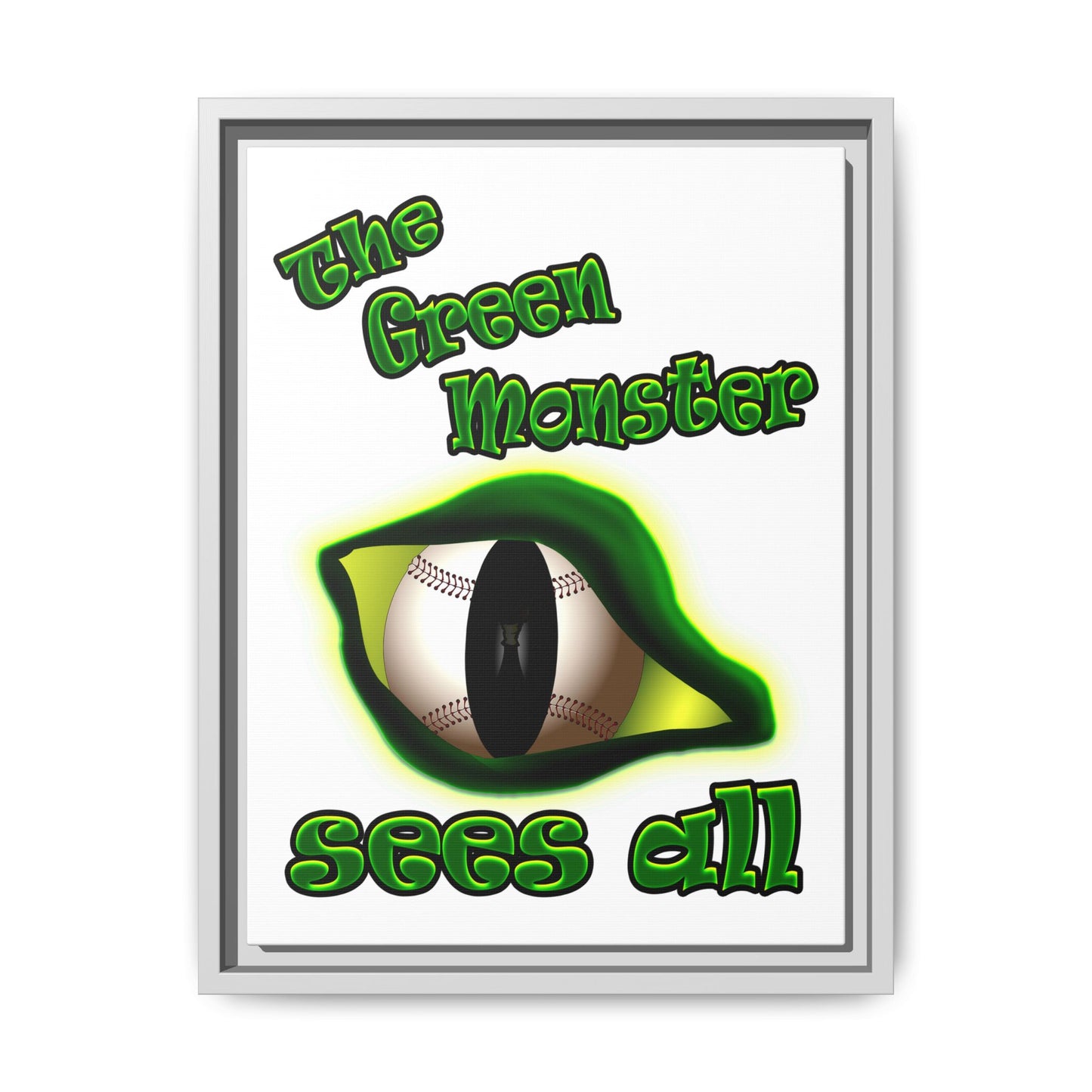 green monster - framed canvas art (white)