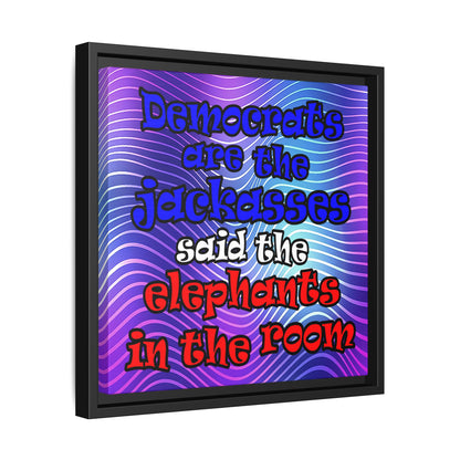 donkeys and elephants - framed canvas art (purple wave)
