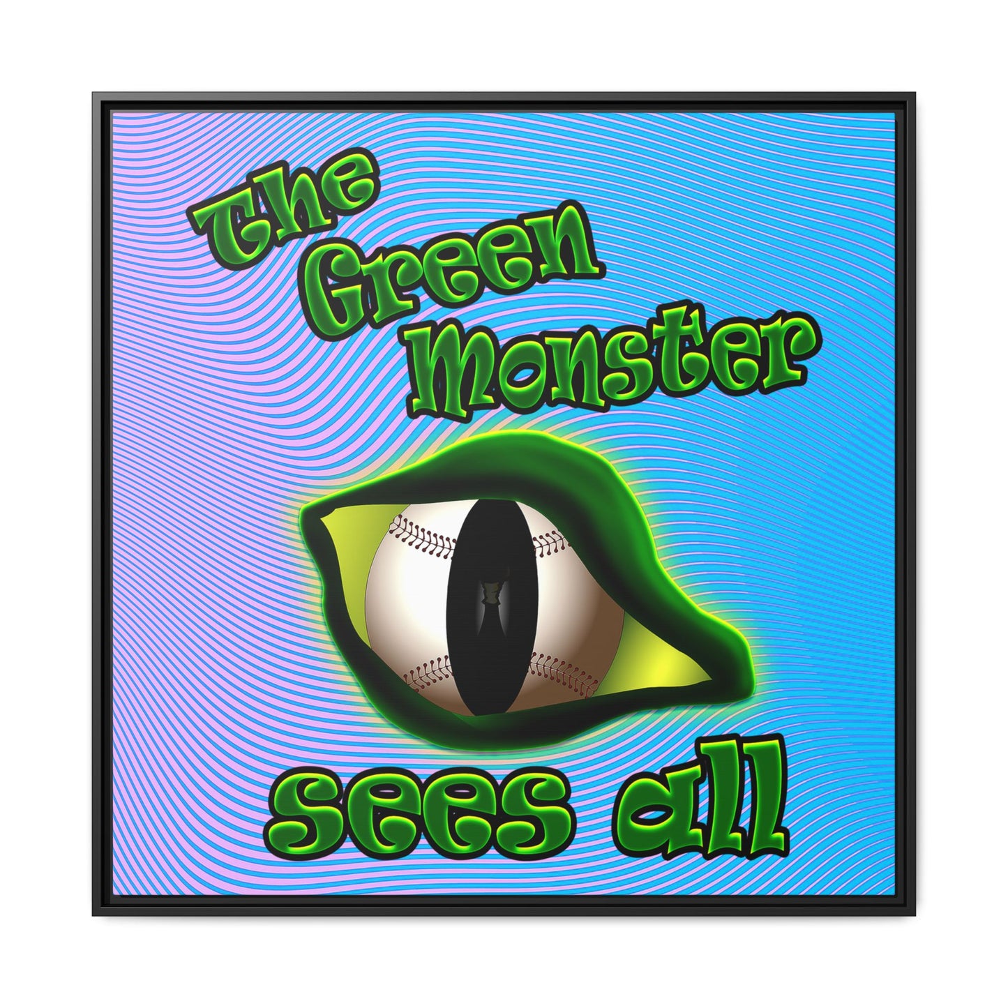 green monster - framed canvas art (light blue-purple wave)