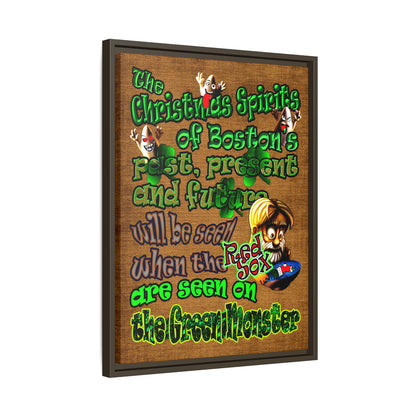 christmas spirits of boston - framed canvas art (brown papyrus)