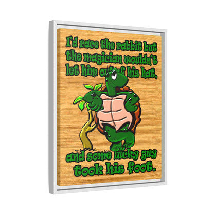 turtle race - framed canvas art (butterscotch wood finish)