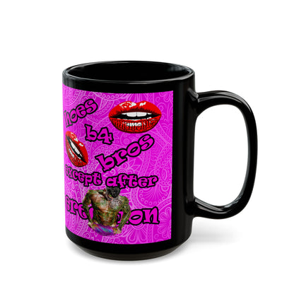 hoes b4 bros - Black Mug (pink swirl)