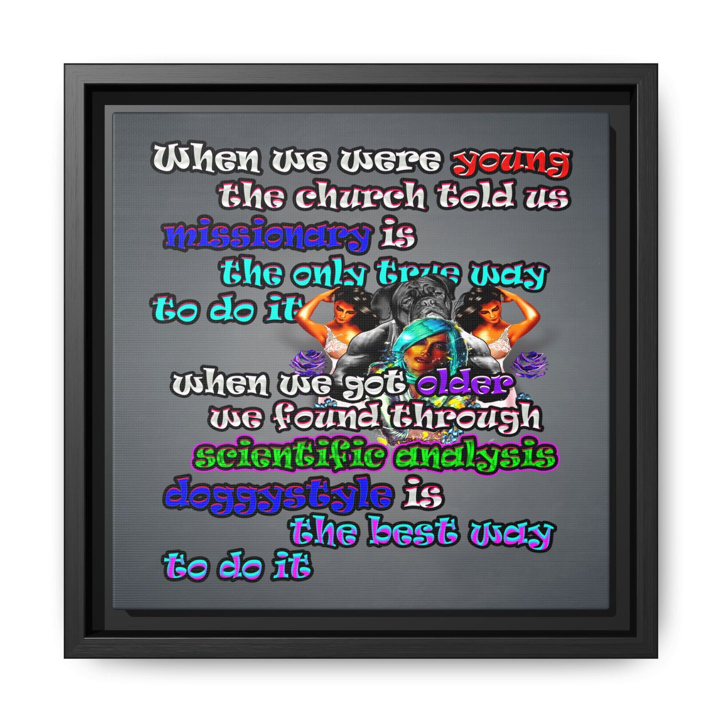 doggystyle - framed canvas art (grey-light grey)
