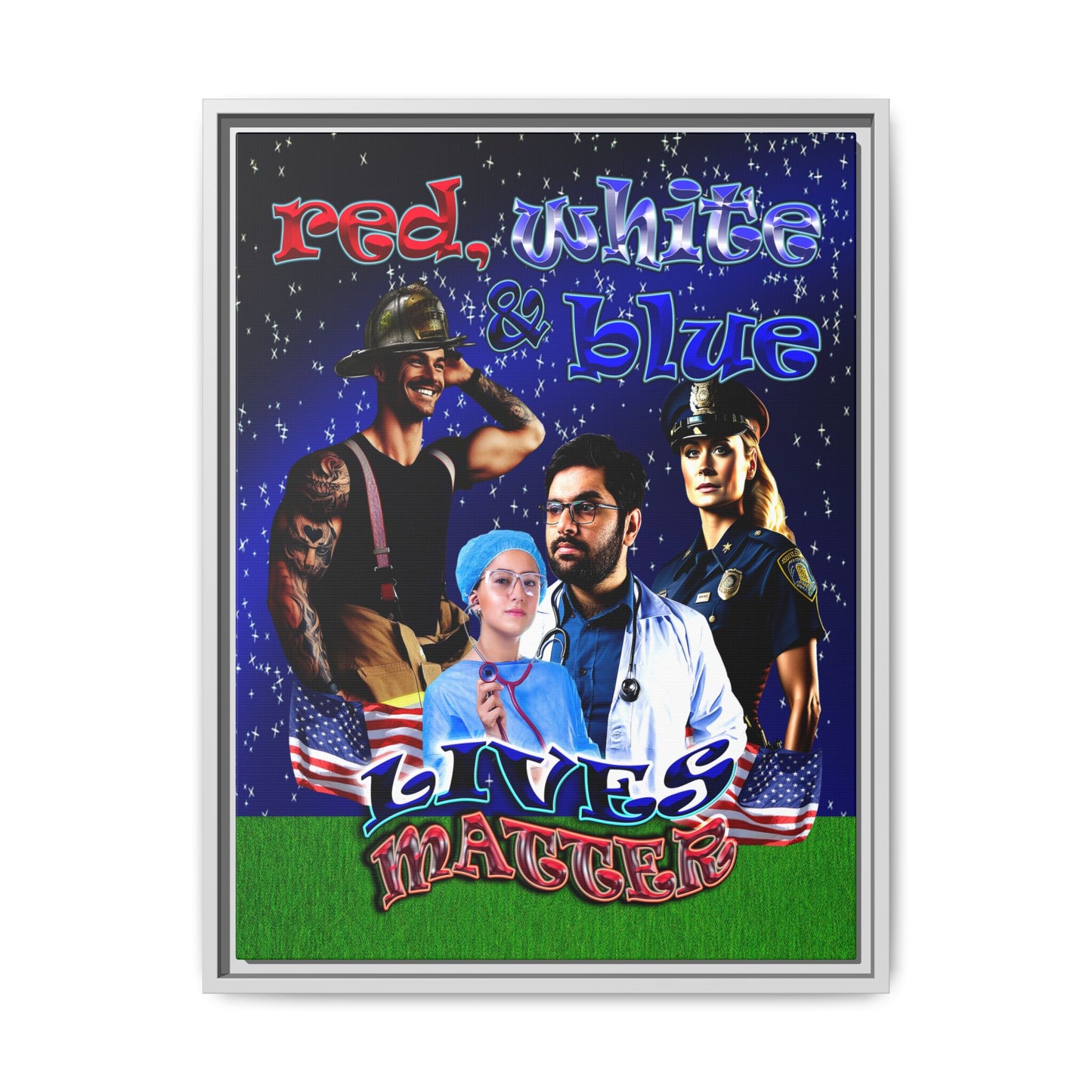 rw&b lives matter - framed canvas art ('snoops' background)