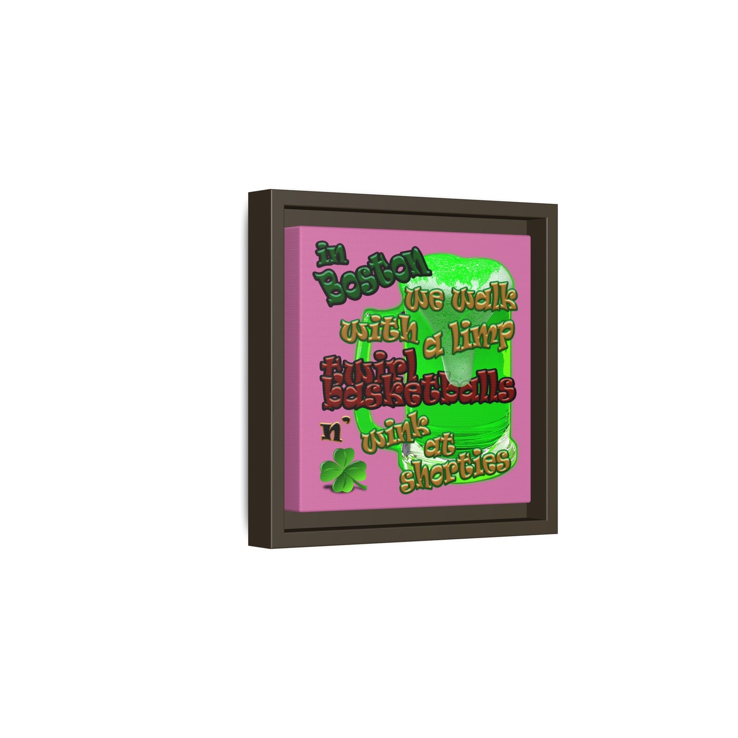 celtics logo - framed canvas art (light pink)