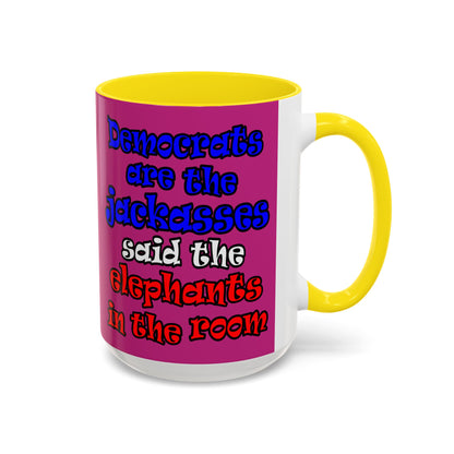 donkeys and elephants - Accent Mug (pink)