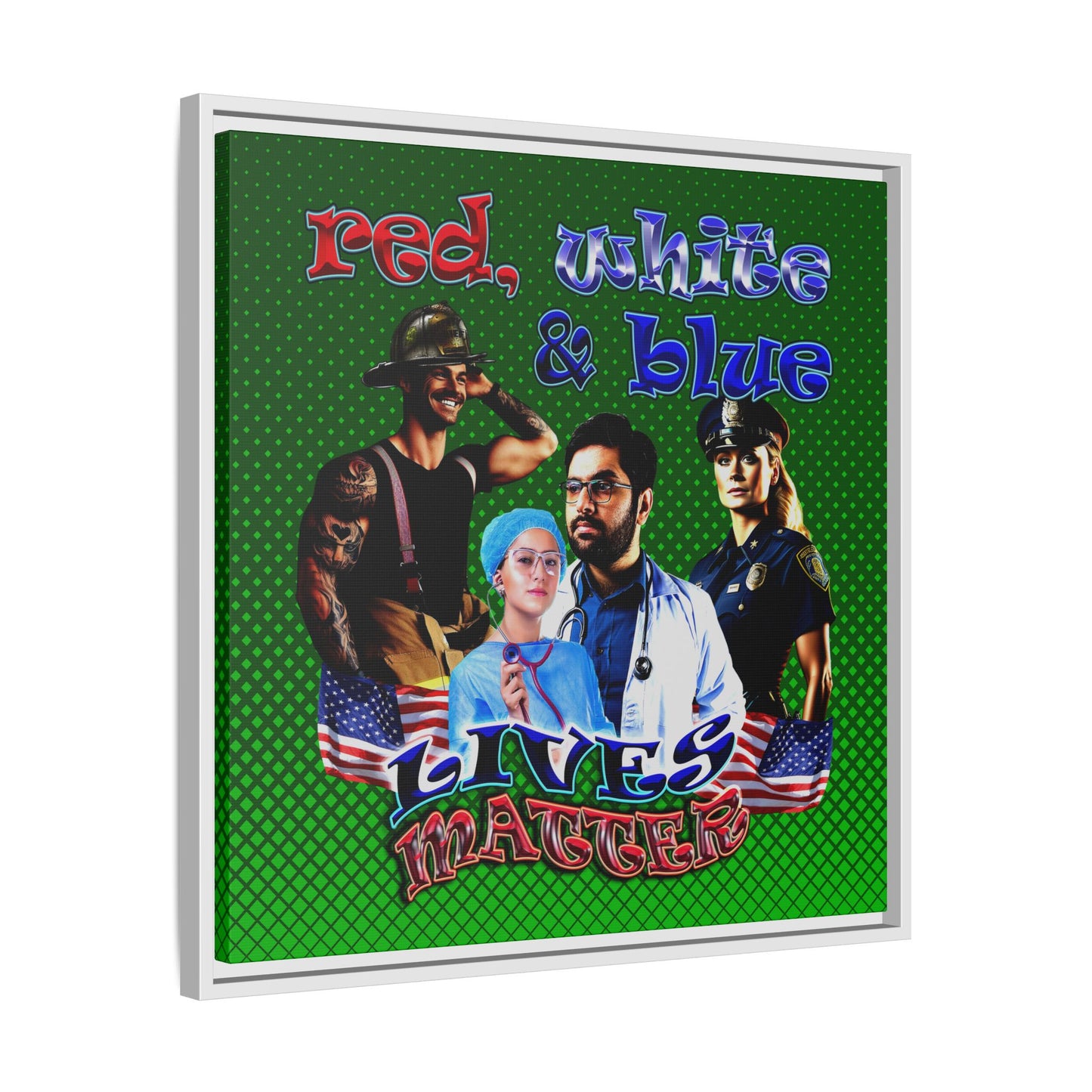 rw&b lives matter - framed canvas art (logo green)