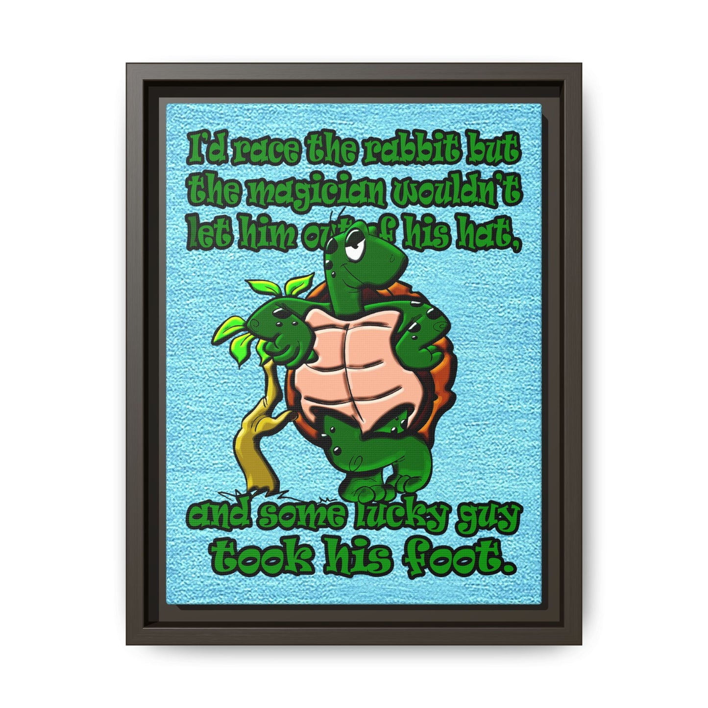 turtle race - framed canvas art (faded blue)