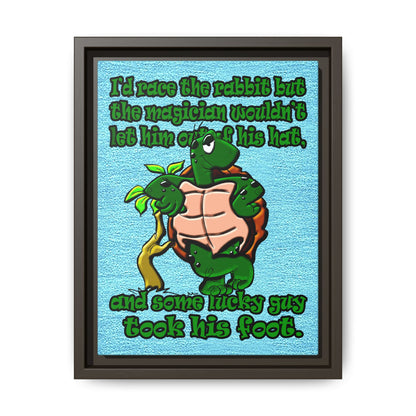 turtle race - framed canvas art (faded blue)