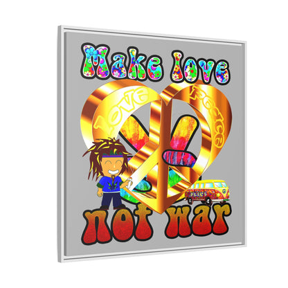 love peace - framed canvas art (light grey)