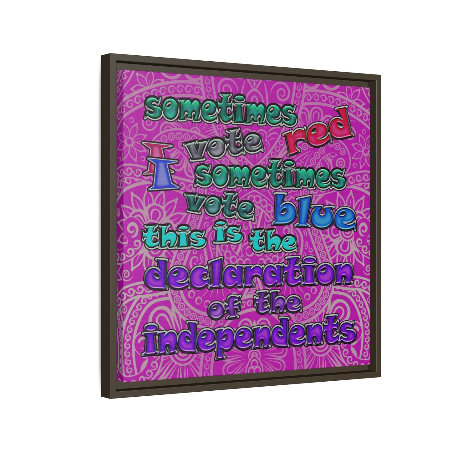 declaration of the independents - framed canvas art (pink swirl)