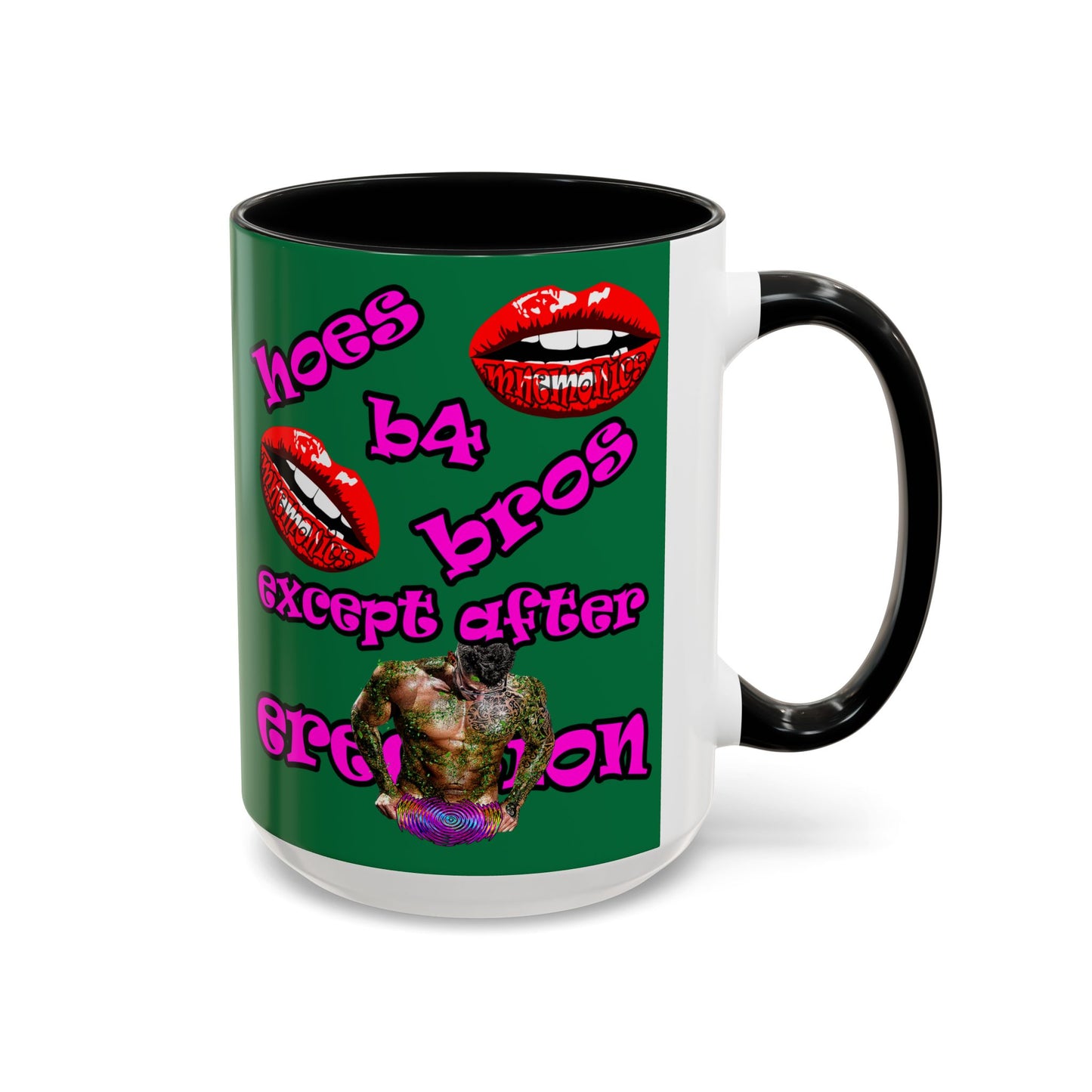hoes b4 bros - Accent Mug (dark green)