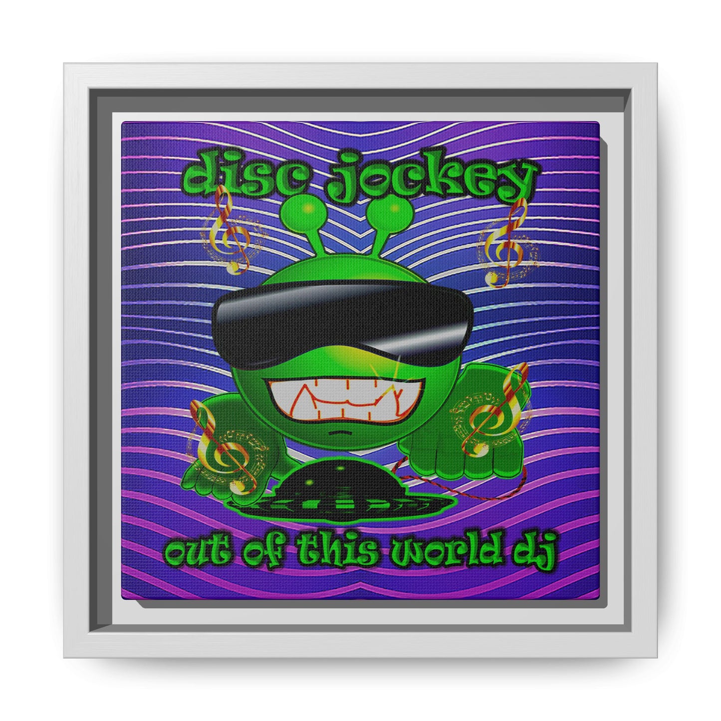 disc jockey - framed canvas art (purple wave)