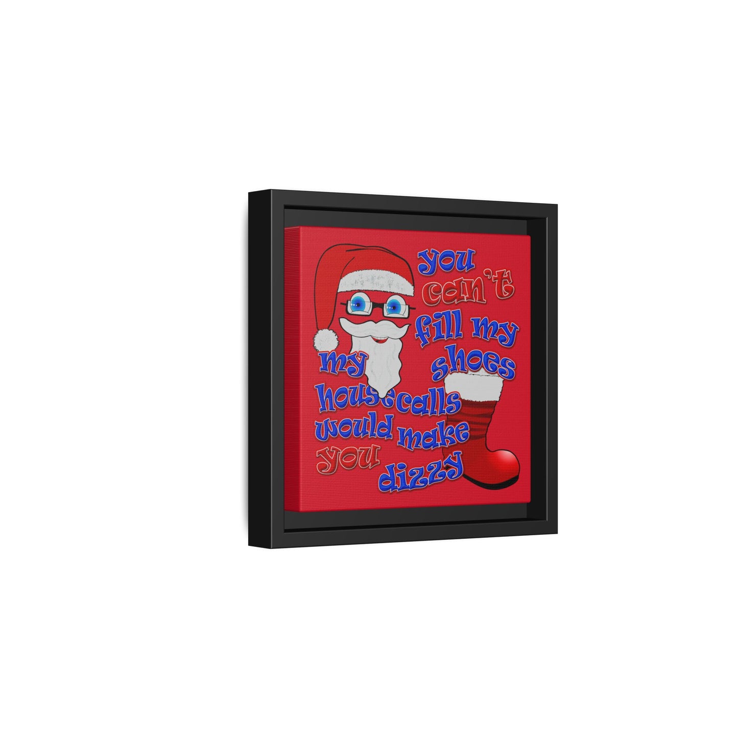santa's shoes - framed canvas art (dark red)