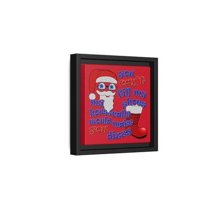 santa's shoes - framed canvas art (dark red)