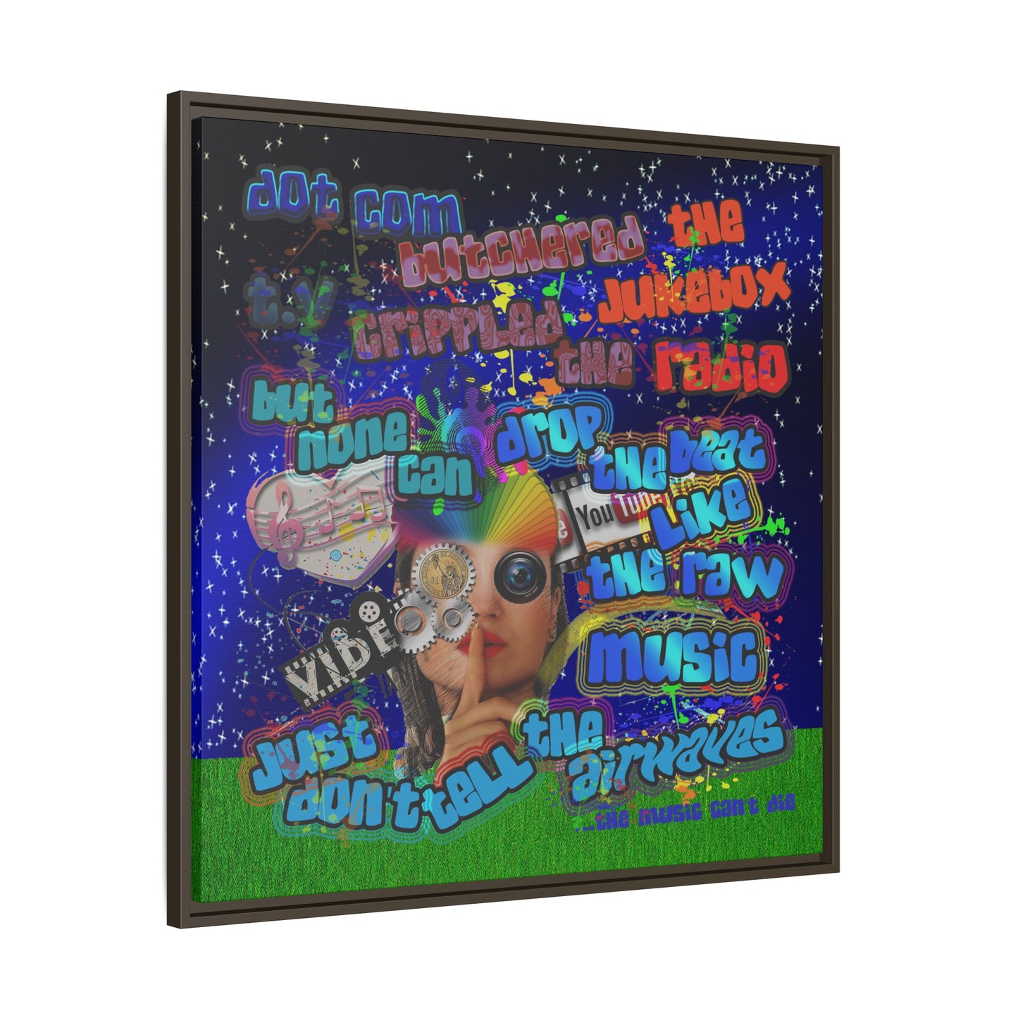 drop the beat - framed canvas art ('snoops' background)
