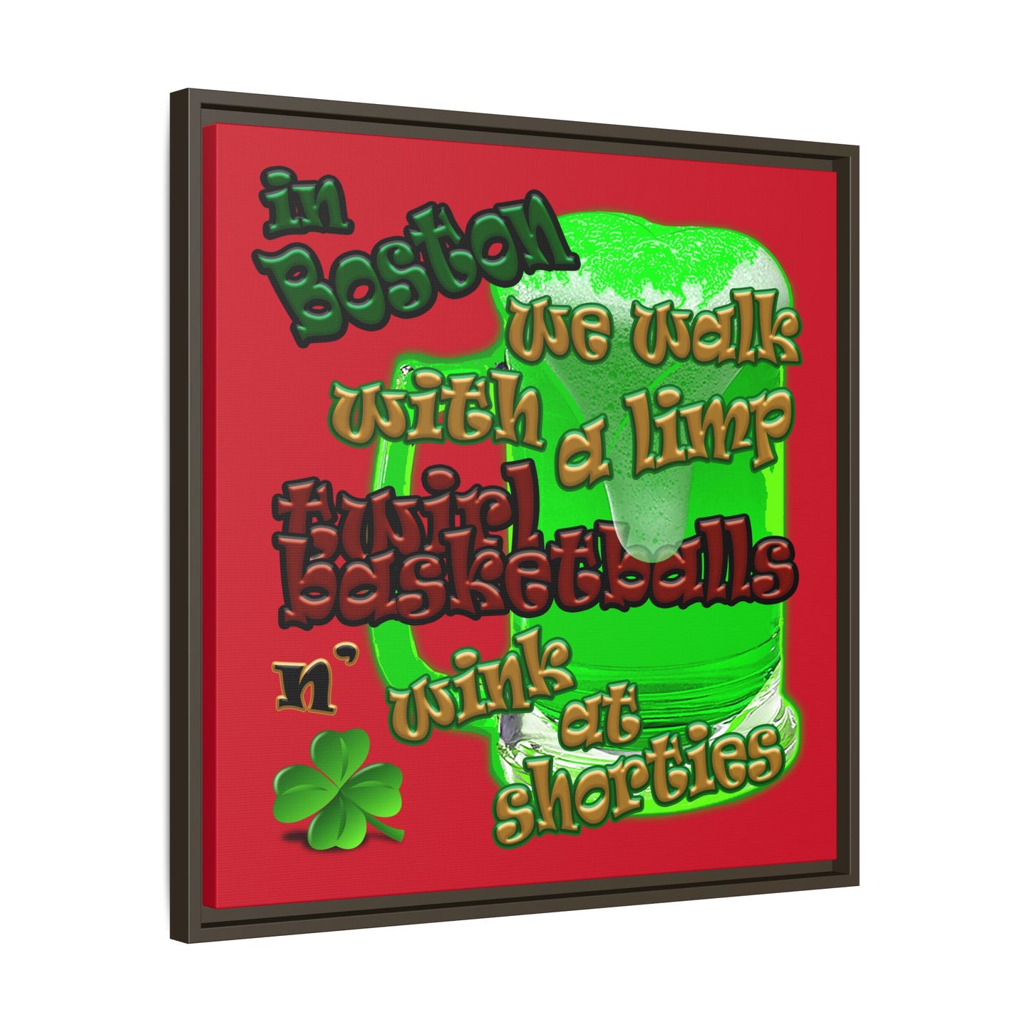 celtics logo - framed canvas art (dark red)