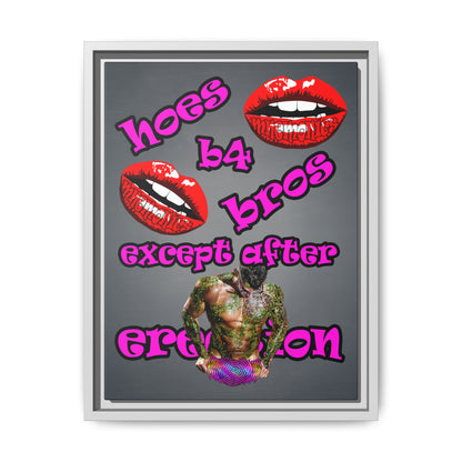 hoes b4 bros - framed canvas art (grey-light grey)