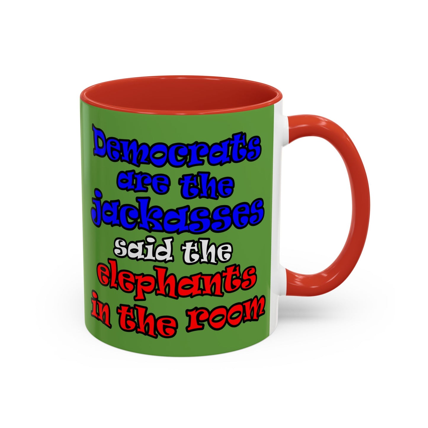 donkeys and elephants - Accent Mug (green)