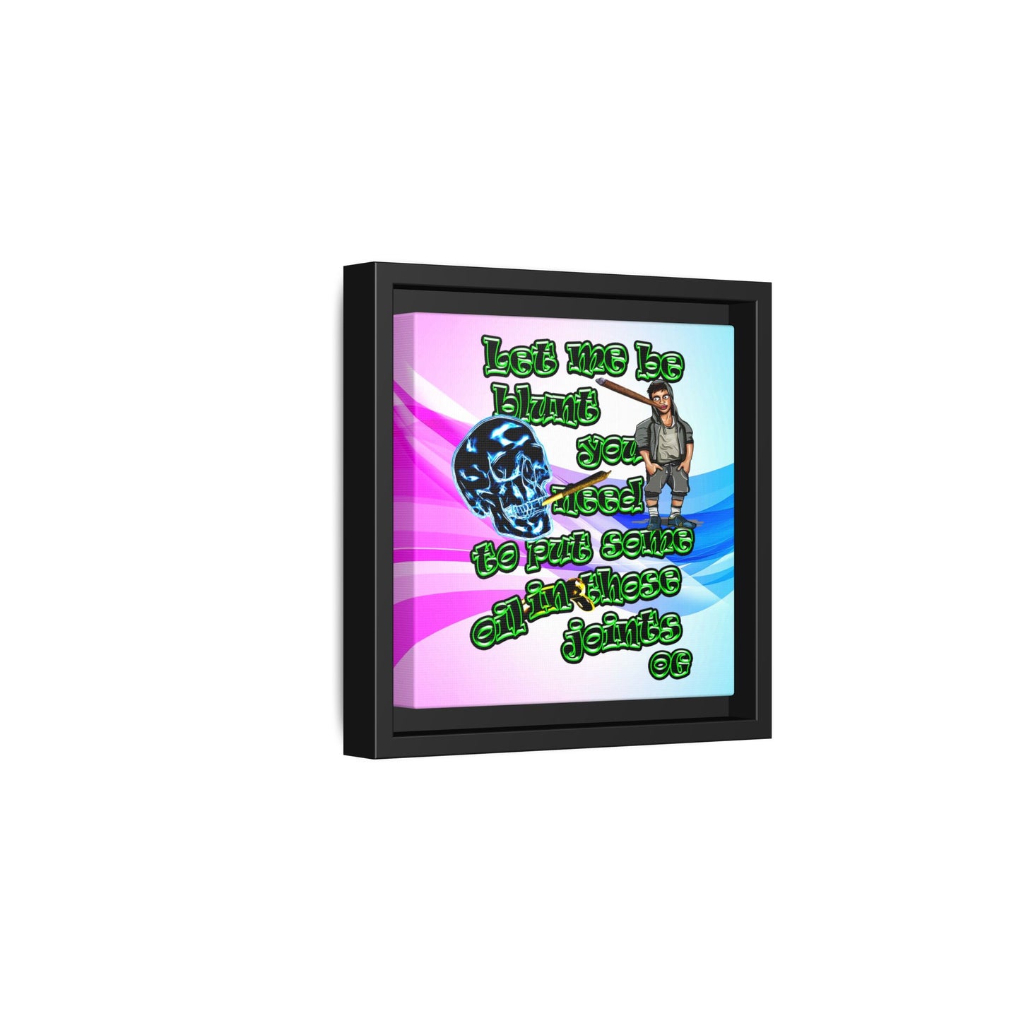 og - framed canvas art (light blue-pink wave)